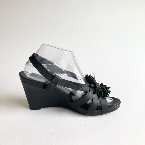 Ecco Black Leather Wedge Heeled Slingbacks size EUR 39, US 8.5 - Picture 5 of 13